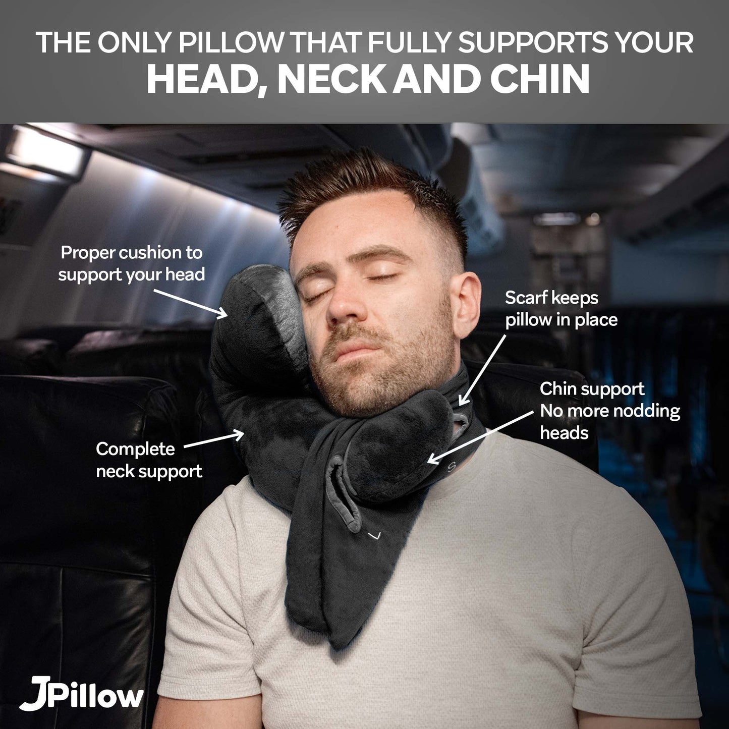 J-pillow Travel Pillow (Black/Gray)