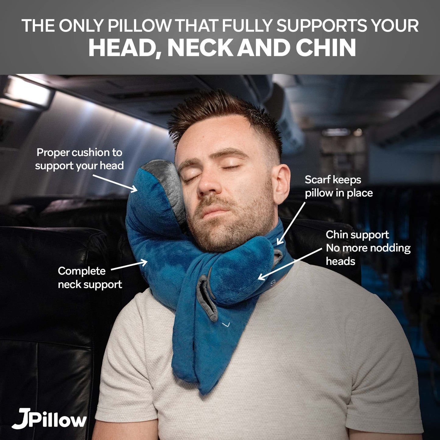 J-pillow Travel Pillow (Blue/Gray)