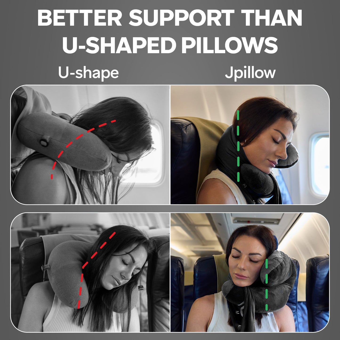 J-pillow Travel Pillow (Black/Gray)